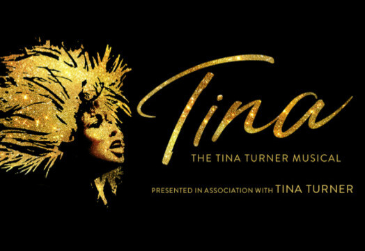 Tina the Tina Turner Musical promo with title and gold Tina image to the left.